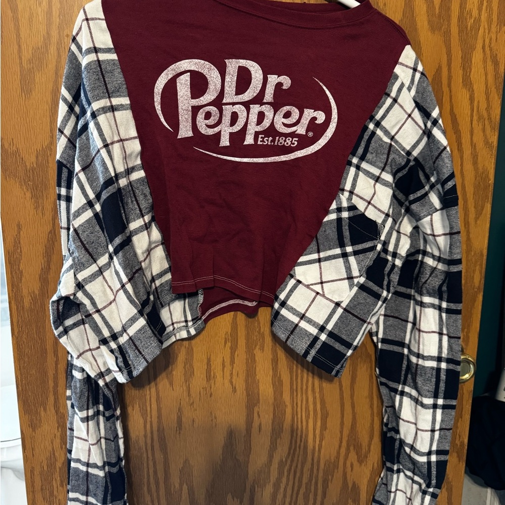 Women's Long Sleeve Plaid Top - Burgundy and Black